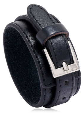 厂家直销多层PU皮革手链简约男士饰品欧美新款朋克仿手链手环