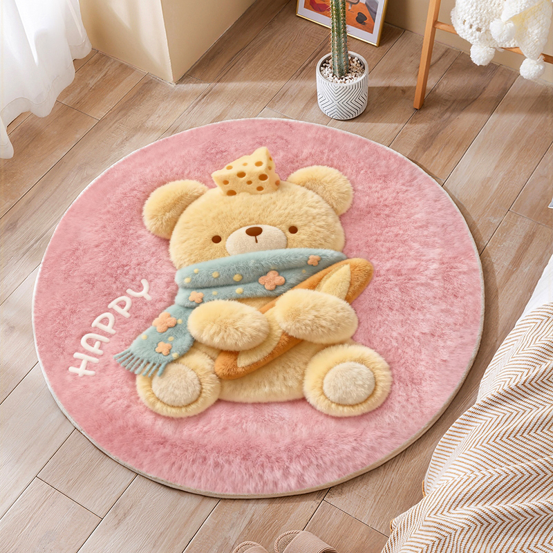 可爱圆形地毯摇椅地垫卧室床边地毯儿童房间地毯加厚客厅沙发脚垫