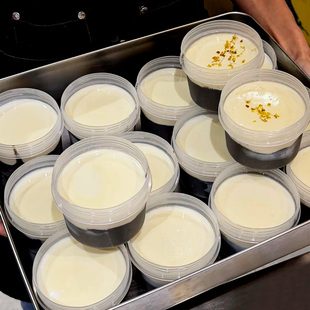 中丽烘焙黑芝麻糊炖奶杯子打包盒贴纸一次性耐高温塑料杯烤布丁杯