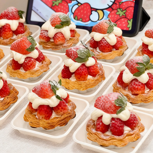 中丽烘焙网红雪顶草莓挞包装盒圣诞草莓大蛋挞打包盒加高甜品盒子