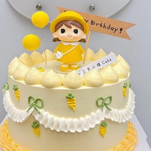 小黄人戴小黄帽背书包小朋友蛋糕装饰摆件雨衣男孩女孩萌萌小小