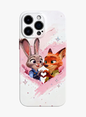 朱迪与尼克比心手机壳适用苹果17promax疯狂动物城华为puar80情侣70iphone16/15/14哑光mate60小米13荣耀400