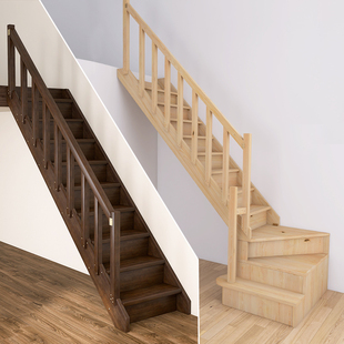 实木楼梯带扶手复式别墅loft公寓整体楼梯家用室内阁楼小户型梯子