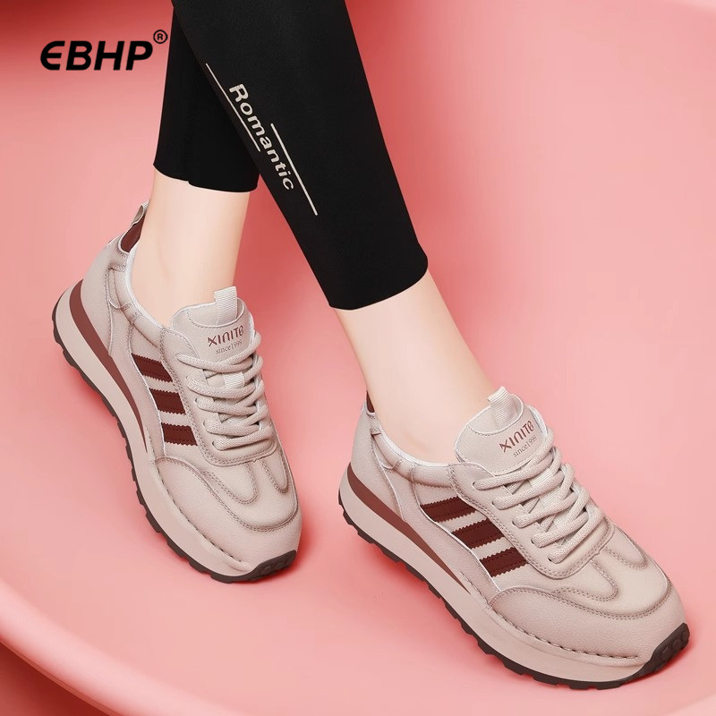 休闲鞋女2025春季爆款真皮厚底百搭阿甘鞋新品显瘦防滑运动跑步鞋