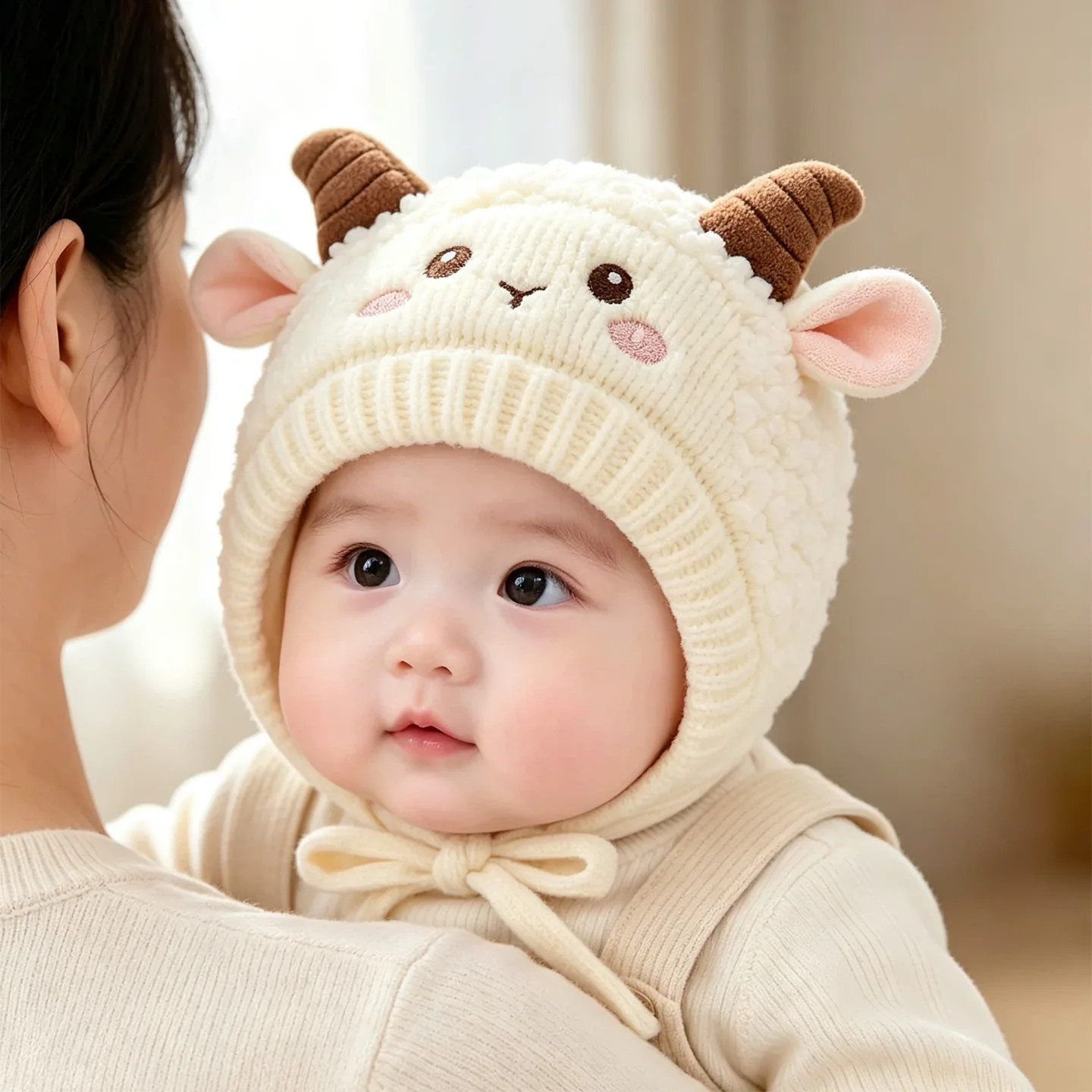 宝宝帽子秋冬季保暖可爱懒洋洋针织护耳帽男女婴幼儿童防风毛线帽