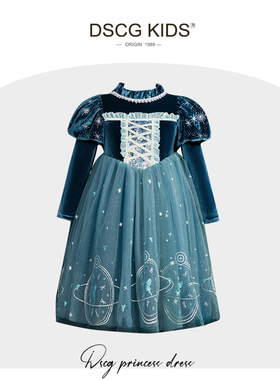 冰雪奇缘爱莎公主裙女童秋装加绒艾莎正版万圣节儿童生日连衣裙子