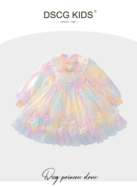 女童洛丽塔公主裙秋季2025新款渐变儿童网纱连衣裙生日礼服蓬蓬裙