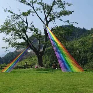 彩虹线装饰户外美陈景区公园营地打卡点布置小区建设彩虹线定制