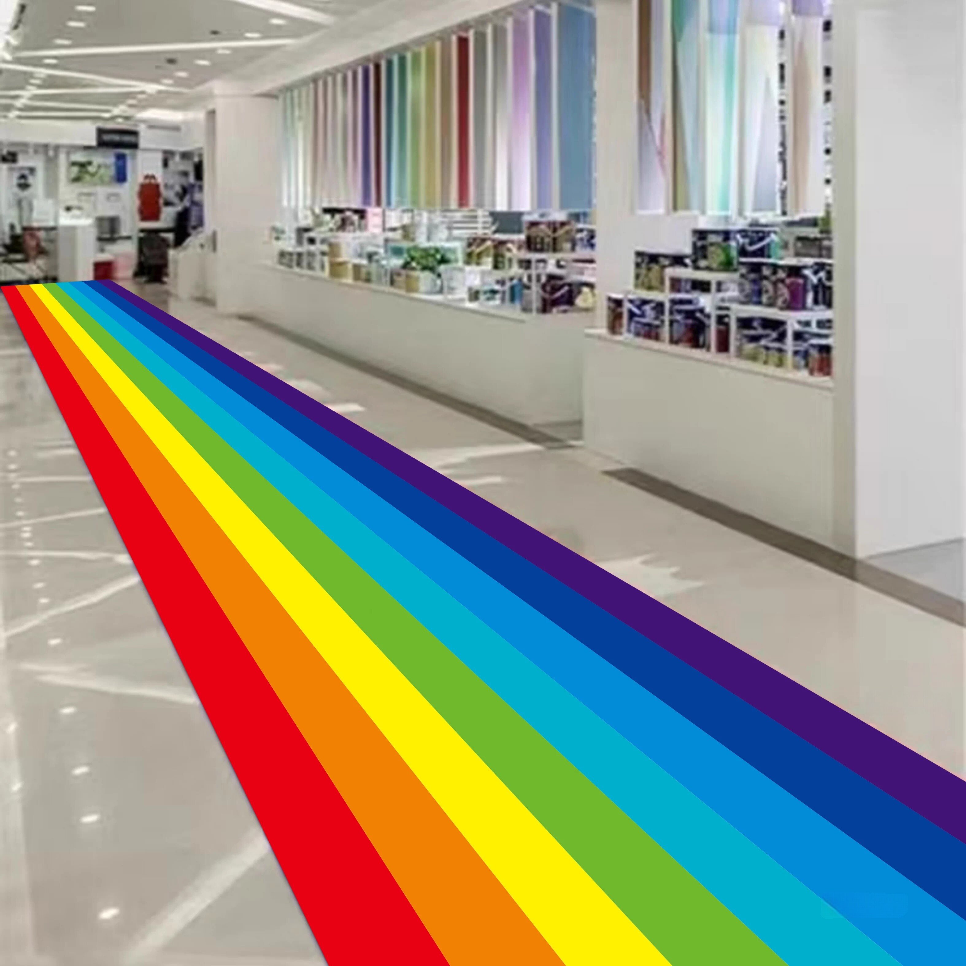 彩虹跑道地贴幼儿园商场儿童乐园学校店铺可移除自粘贴纸地面装饰