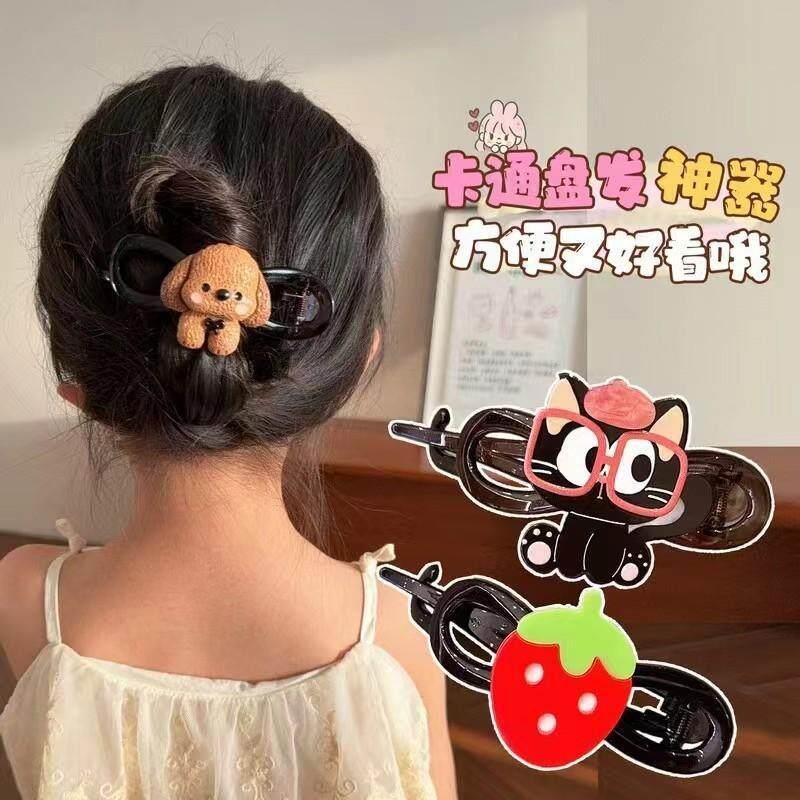 儿童盘发神器发夹卡通领结扭扭夹后脑勺盘发夹小女孩可爱发饰mo88