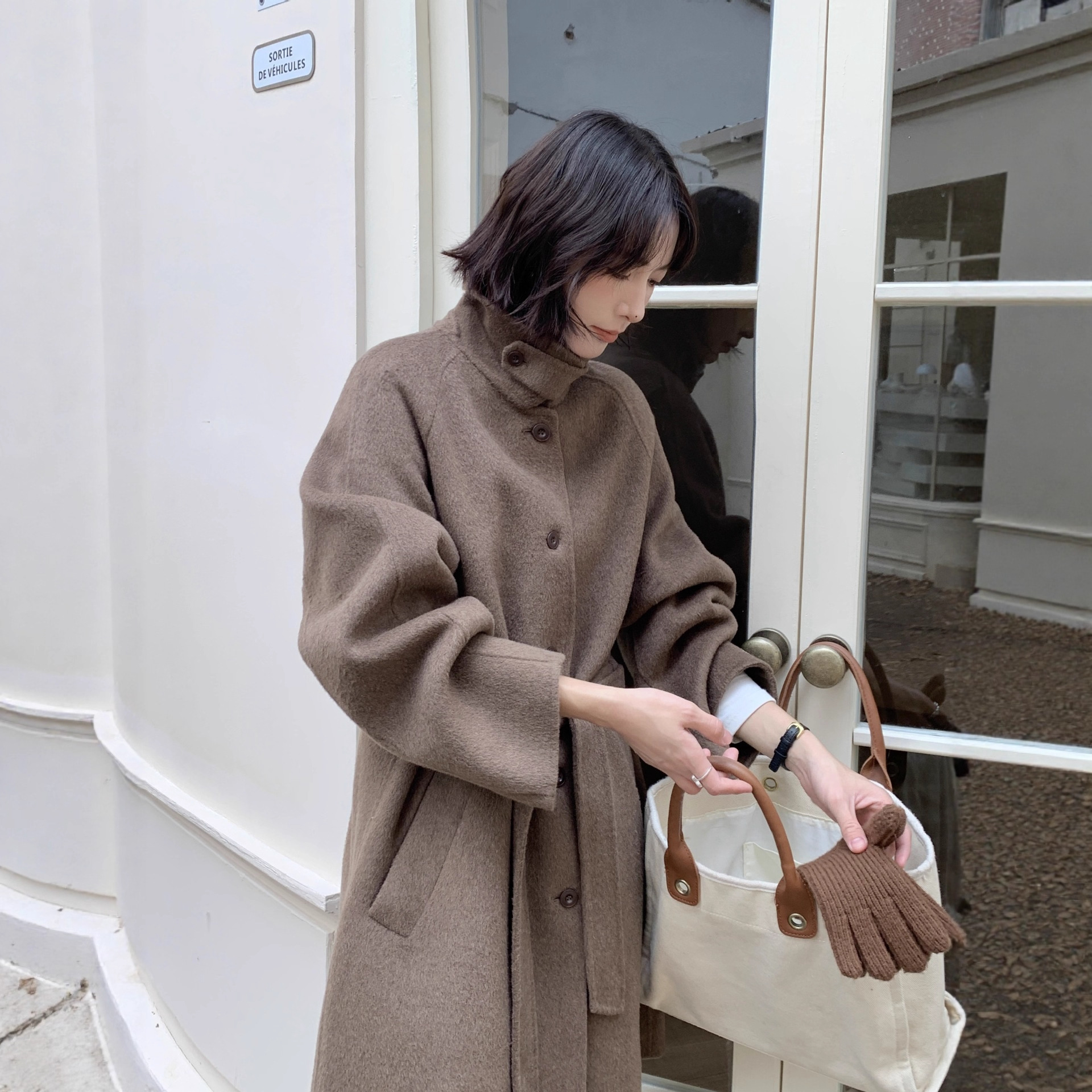 冬天6188秋冬2025韩版双面羊绒大衣气质百搭长款羊毛呢外套女带