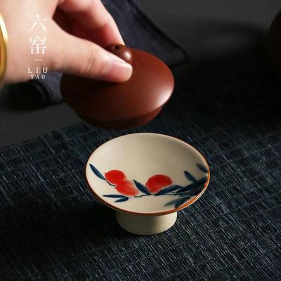 手绘中式覆古盖置紫砂壶盖托 托盖碗茶盖托 托陶瓷功夫茶具茶玩茶