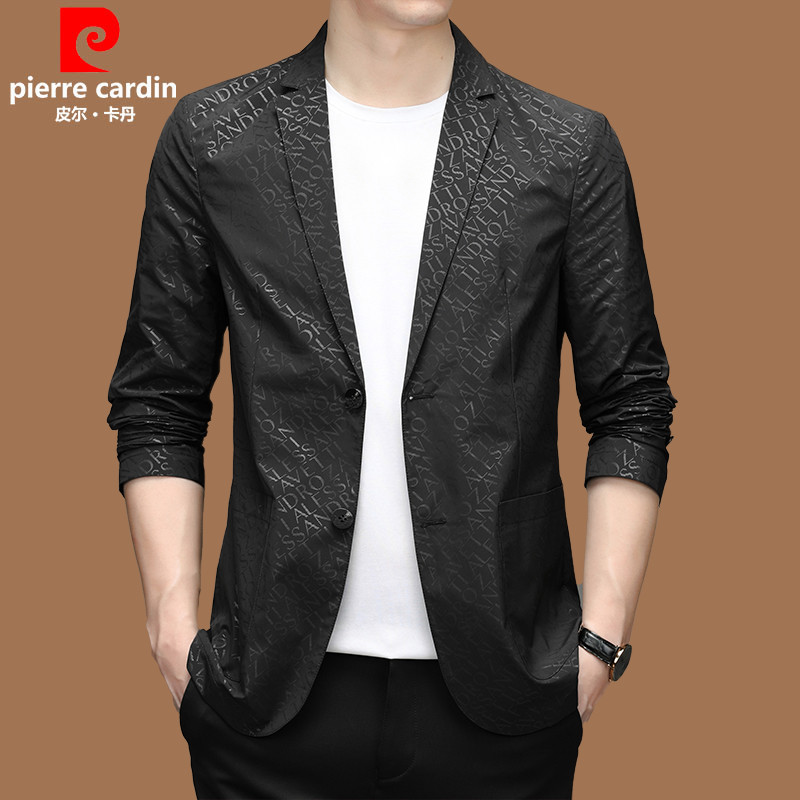 皮尔卡丹2025春秋新款休闲西装外套小西服中年男士轻奢潮流单西男