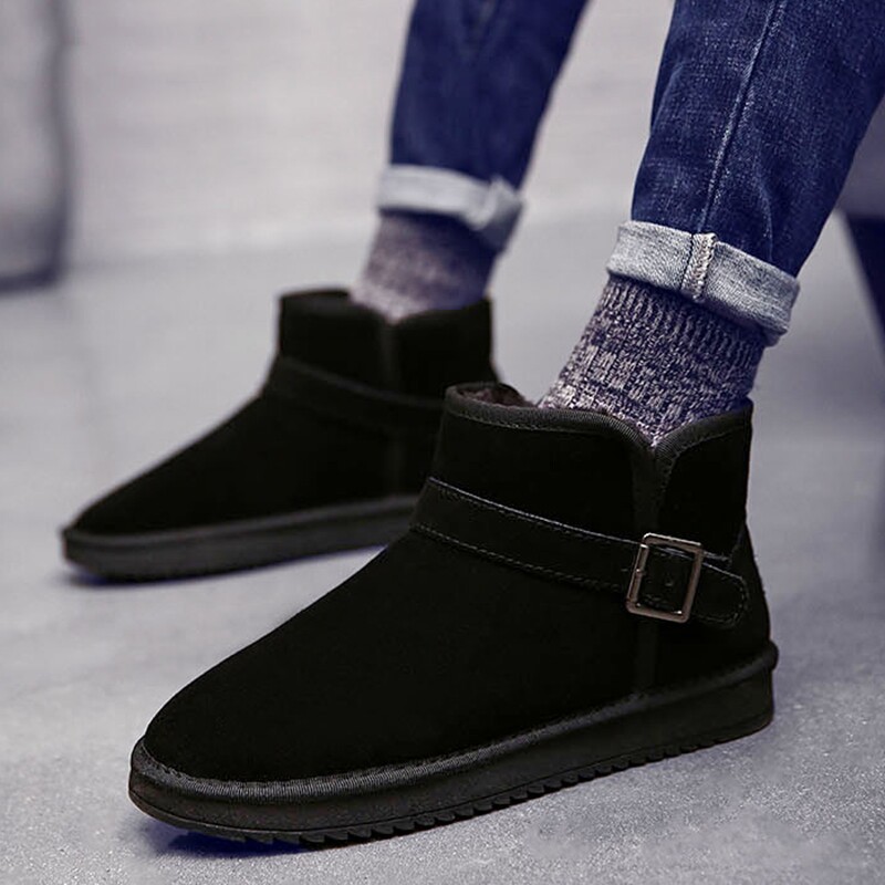 NORTHEAST SNOW BOOTS MENS SKIING WINTER WARM VELVET THICKENED LEATHER PLUS SIZE 46 NON-SLIP 47 BREAD BIG COTTON SHOES WOMEN