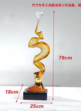 现代轻奢抽象摆件客厅玄关家居软装饰工艺术品透明树脂高级感雕塑