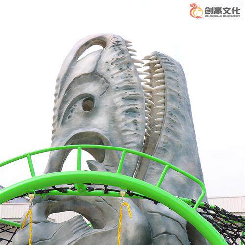 恐龙主题恐龙头骨架户外陆地游乐设施设备秋千攀爬网