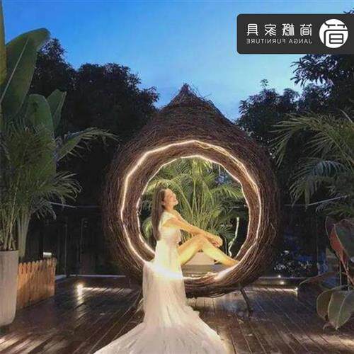 巴厘岛网红创意鸟巢秋千户外同款爱心大型鸟笼拍摄道具景区打卡地