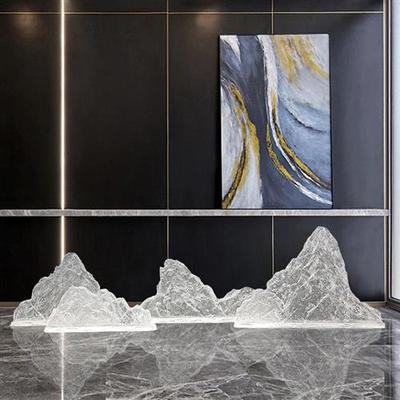 透明树脂假山金箔摆件会所售楼处别墅桌面装饰软装山形雕塑装饰品