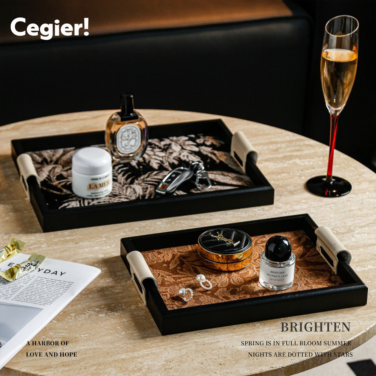 Cegier高级感托盘ins风复古中古家用卧室首饰入户玄关置物盘|峰鸽,收纳整理,收纳盘,淘宝优惠券,粉丝福利购,淘宝优惠卷