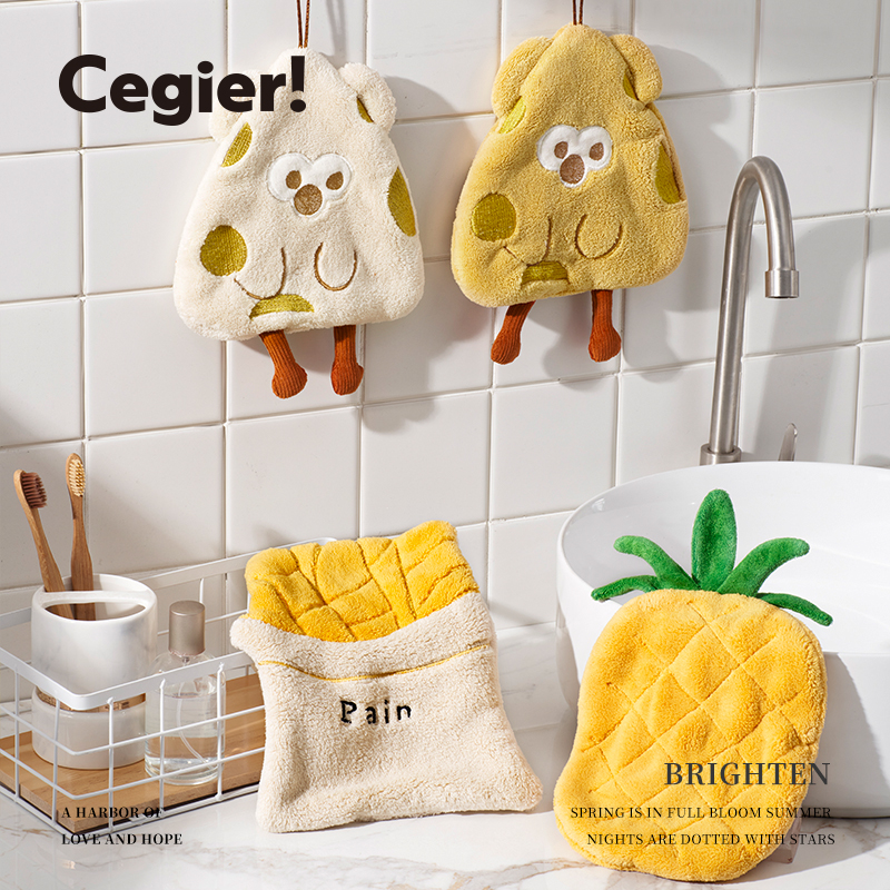Cegier擦手巾卡通双层吸水厨房