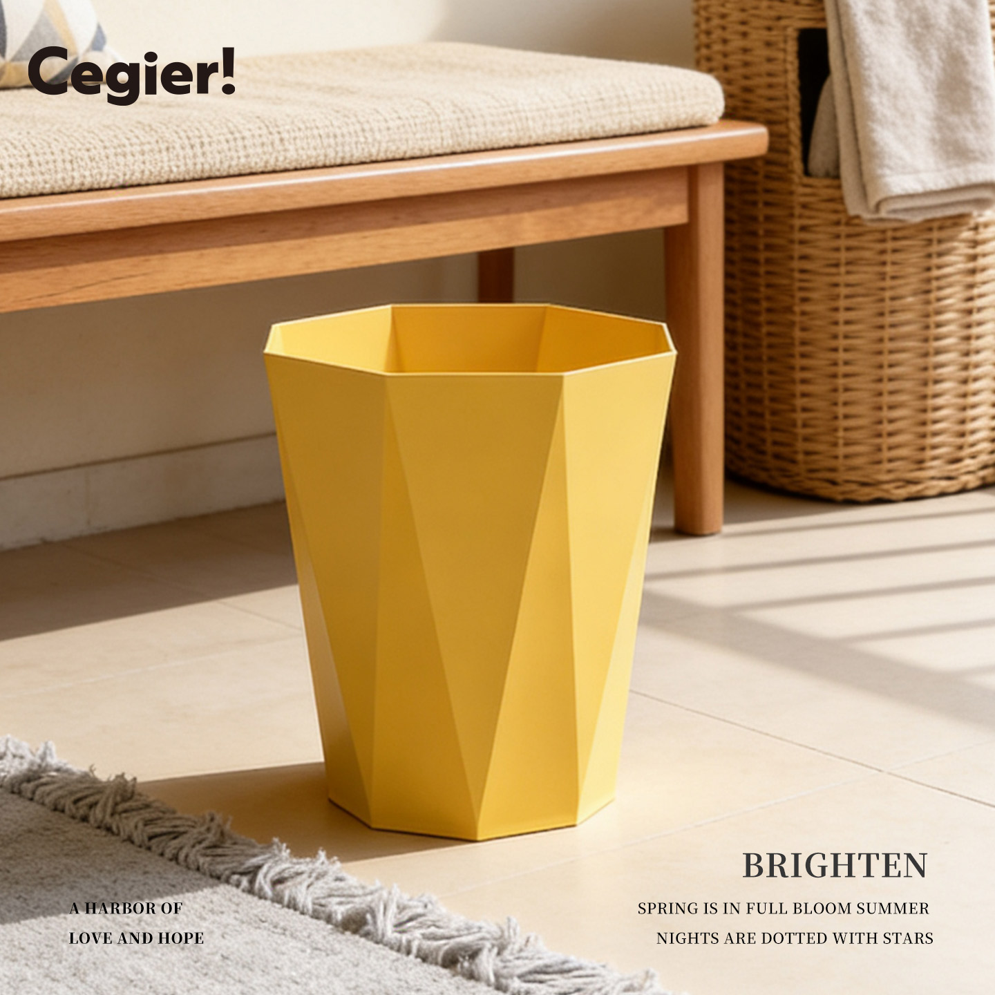 Cegier北欧创意钻石家用垃圾桶