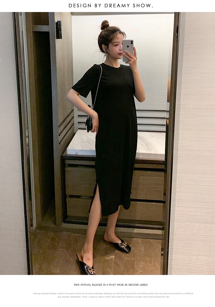 时尚辣妈孕妇装连衣裙夏季性感紧身吊带裙套装修身显瘦下摆开叉裙