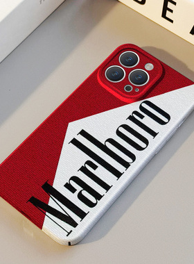 万宝路英文 适用苹果华为iPhone16ProMax手机保护外壳15Plus 14 13 12 17 XsMax女Pura70创意情侣高级不撞壳