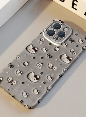 视觉毛绒满屏KT猫 适用苹果华为iPhone17ProMax手机保护外壳16 15Plus新款14 13情侣12 11女Pura80高级不撞壳