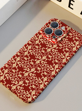 新年款喜庆红色花纹 适用苹果华为iPhone17ProMax手机保护外壳16 15Plus新款14 13情侣12 11女Pura80不撞壳男