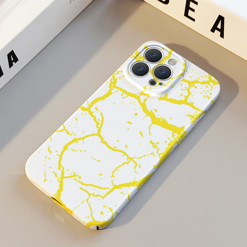 黄色裂纹 适用苹果华为iPhone16ProMax手机保护外壳15Plus 14 13 12 11 XsMax女Pura70艺术情侣高级感不撞壳