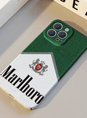 绿色万宝路 适用苹果华为iPhone16ProMax手机保护外壳15Plus 14 13 12 17 XsMax女Pura70创意情侣高级不撞壳