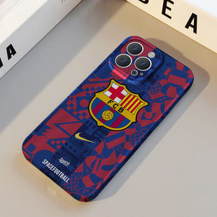 适用苹果华为iPhone16ProMax手机保护外壳15Plus XsMax女Pura70足球情侣高级感不撞壳 巴塞罗那