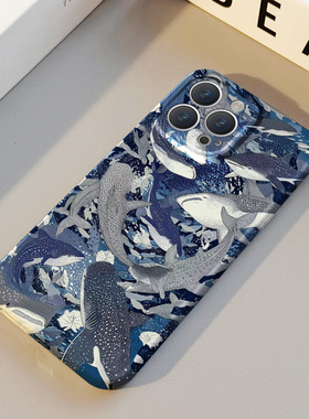 海底鲸鱼 适用苹果华为iPhone16ProMax手机保护外壳15Plus 14 13 12 17 XsMax女Pura70趣味情侣高级感不撞壳