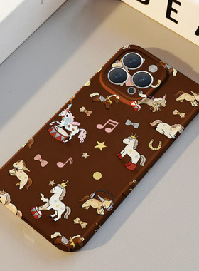 新年卡通满屏木马 适用苹果华为iPhone17ProMax手机保护外壳16 15Plus新款14 13情侣12 11女Pura80高级不撞壳
