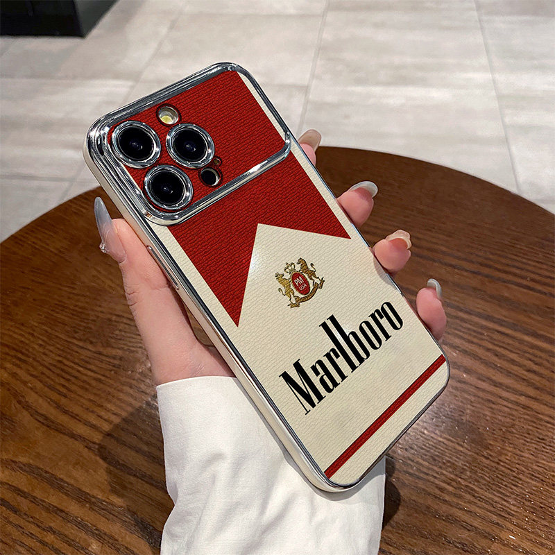 红色万宝路烟盒 适用苹果华为iPhone17ProMax手机保护外壳16电镀大视窗15Plus新款14 13情侣12 1