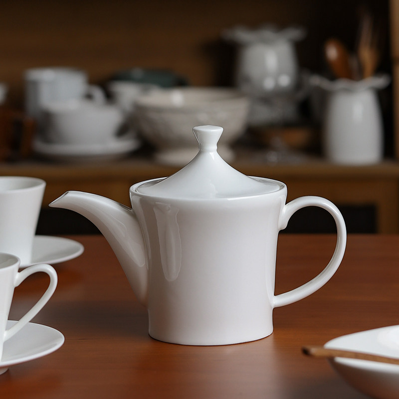 咖啡杯欧式下午茶茶具英式红茶杯子简约纯白茶壶陶瓷咖啡杯碟