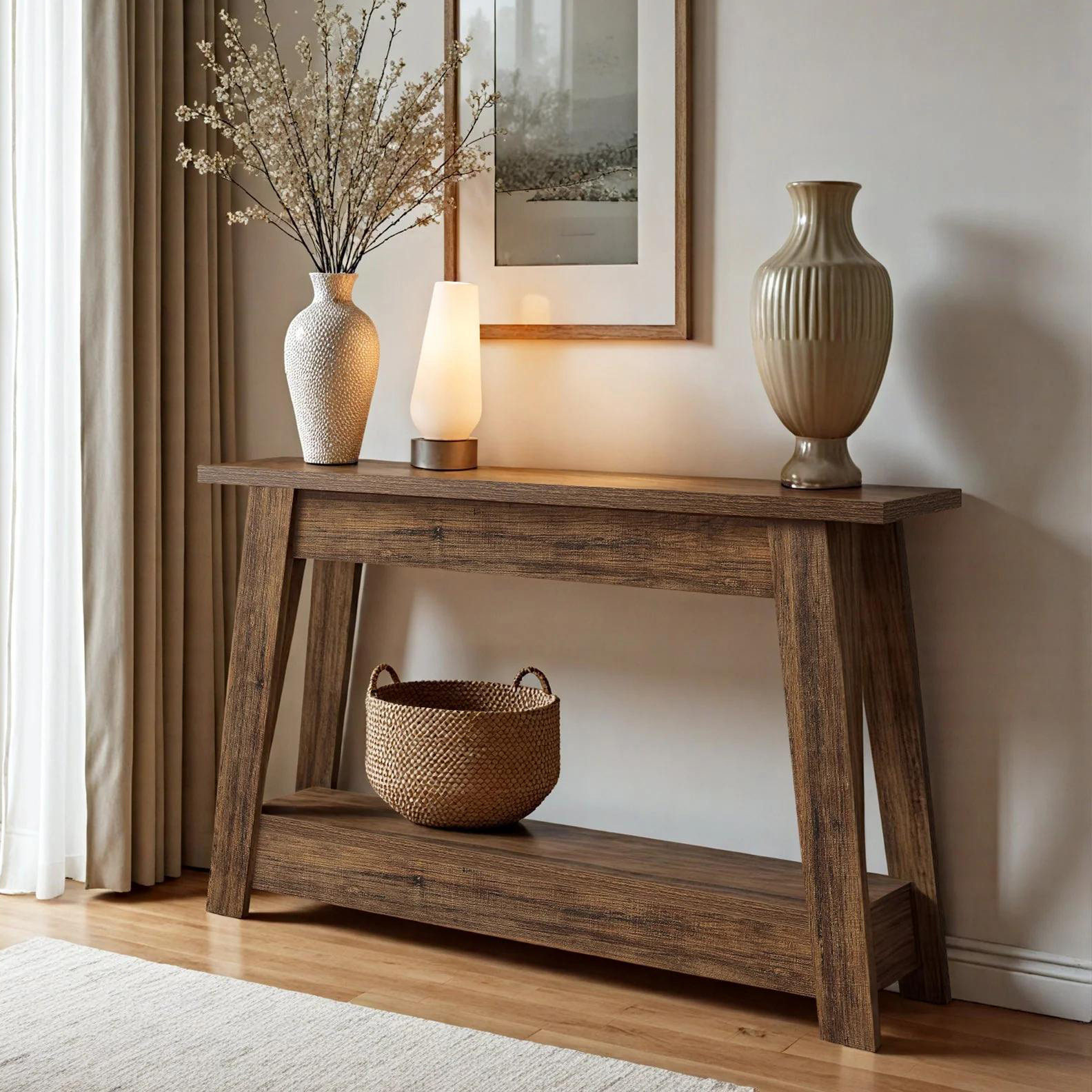 玄关桌中古侘寂风条案民宿案台桌条几复古桌端景台轻奢美式玄关台