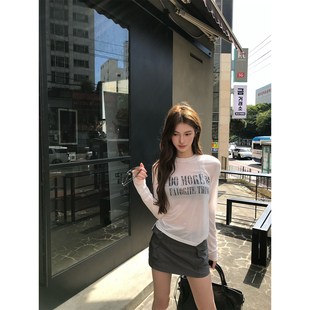 ZhiDaoLe 元气少女 工装风灰色短裙高腰显瘦大口袋百搭A字半身裙