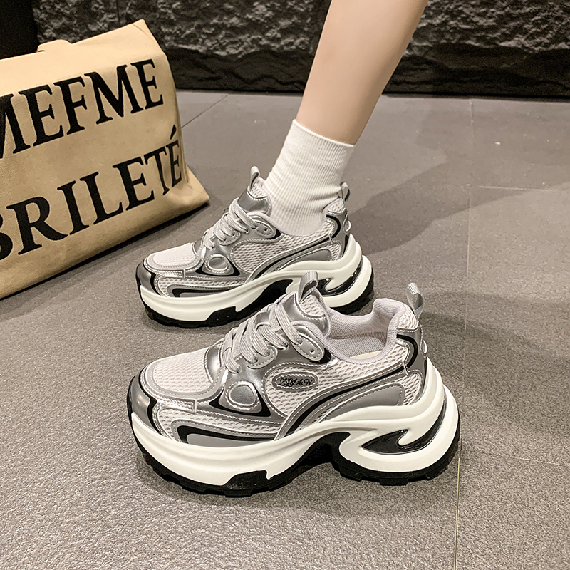 时尚超火软底增高厚底网面老爹鞋