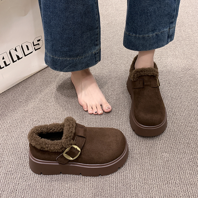 时尚复古加绒加厚保暖防滑勃肯鞋