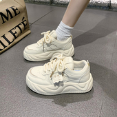 运动板鞋 透气小白鞋 爆款 厚底百搭增高休闲面包鞋 女2025年秋季 新款