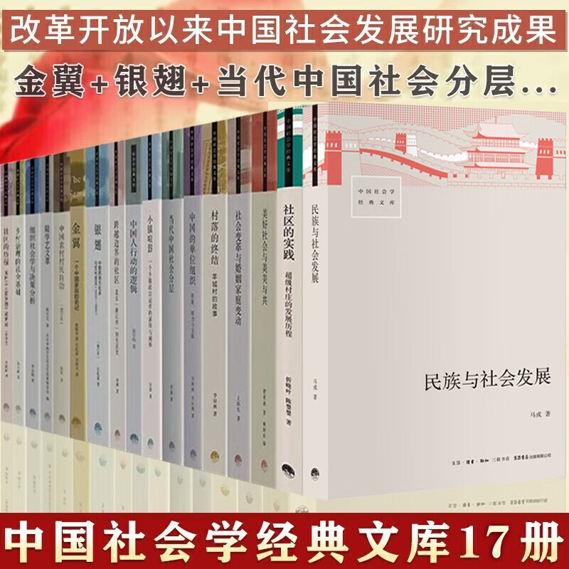 中国社会学经典文库全套17册 小镇喧嚣+当代中国社会分层+中国人行动的逻辑+跨越边界的社区+金翼+银翅+民族与社会发展 三联生活