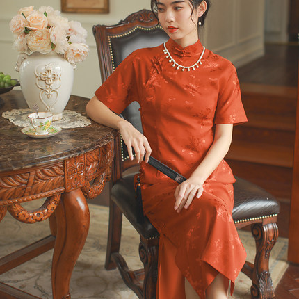 延绪新中式旗袍敬酒服2025新款新娘红色结婚回门便装订婚礼服女夏