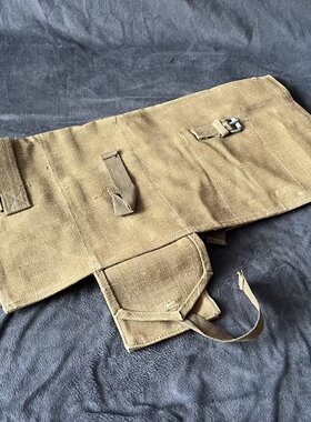 原品抗美援朝土黄色T34-85坦车修理零件工具包苏联援助亚麻布挂包