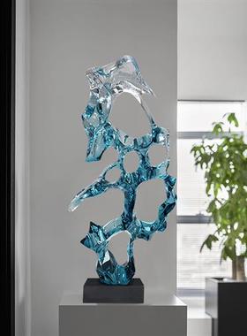 新中式透明太湖石摆件树脂雕塑大玄关电视柜旁客厅家居艺术装饰品