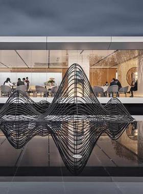 户外不锈钢镂空假山雕塑园林草坪水景钢丝线条山落地摆件装饰定制