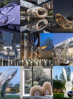 大型不锈钢月亮圆环圆形雕塑定制金属镂空户外售楼部景观装饰摆件