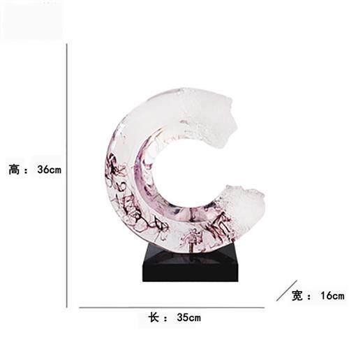 进口透明树脂雕塑摆件拉丝水墨效果创意酒店样板房抽象雕塑艺术品