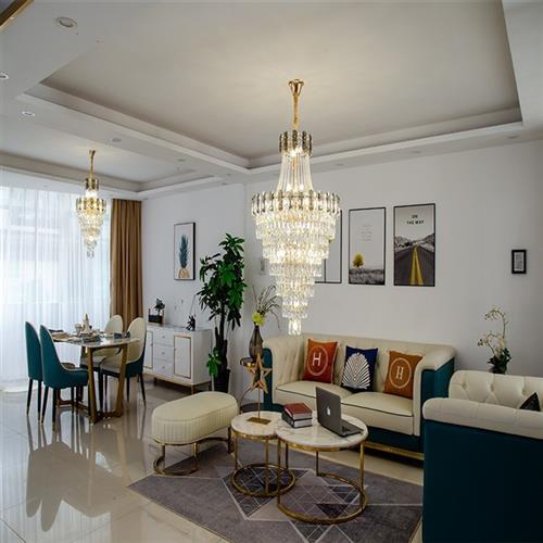 新款别墅复式楼客厅大吊灯跃层中空楼梯灯简约现代奢华轻奢水晶灯