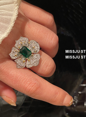 琚小姐花朵戒指开口指环